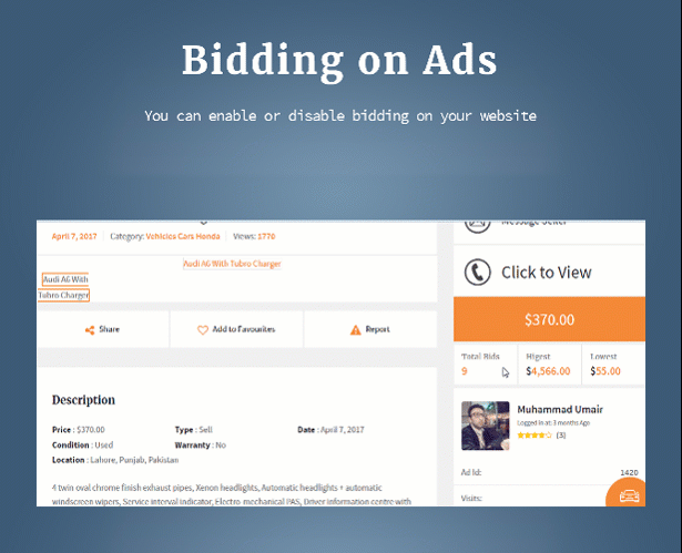AdForest - classified theme bidding system image